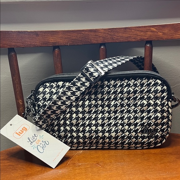 NWT Lug Coupe XL Crossbody | Black & White Houndstooth - Picture 1 of 9